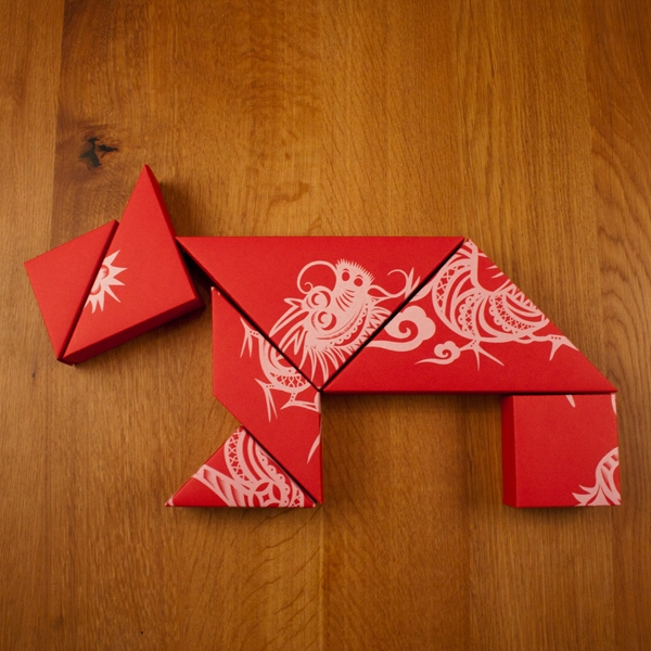 春節(jié)禮品盒包裝設(shè)計(jì)，新年七巧板的妙用