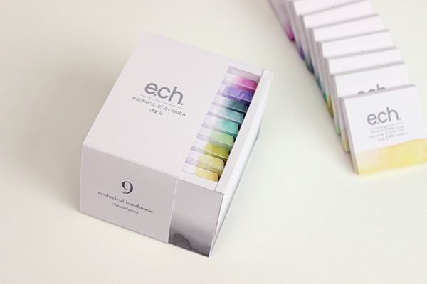 彩色之光， 生態手工巧克力食品包裝設計工程。