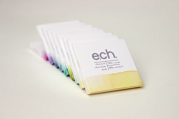 彩色之光， 生態手工巧克力食品包裝設計工程。