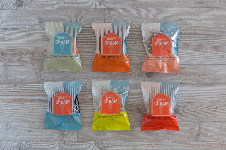 沙灘有機冰淇淋三明治餐飲食品包裝袋設計